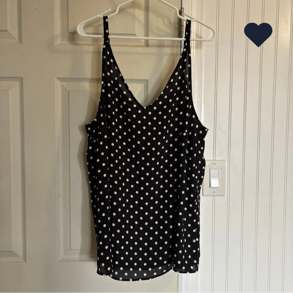 Torrid Georgette V Neck Racerback Black Camisole Cami Polka Dots Chiffon